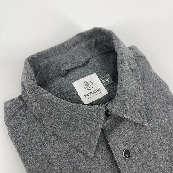 Flylow Men's Royal Shirt Pearl Snap Long Sleeve Flannel Shirt Gray Size XL - Picture 3 of 10